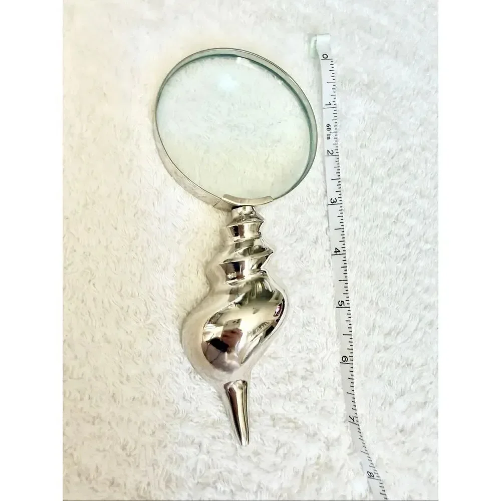 Decorative Seashell Magnifying Glass Coastal Beach House Decor Silver